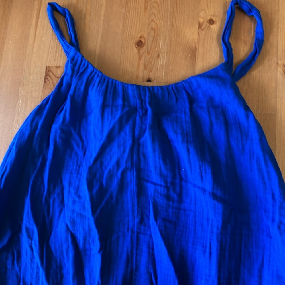 Old Navy maxi adjustable straps tie back gauze tanzanite blue sundress dress